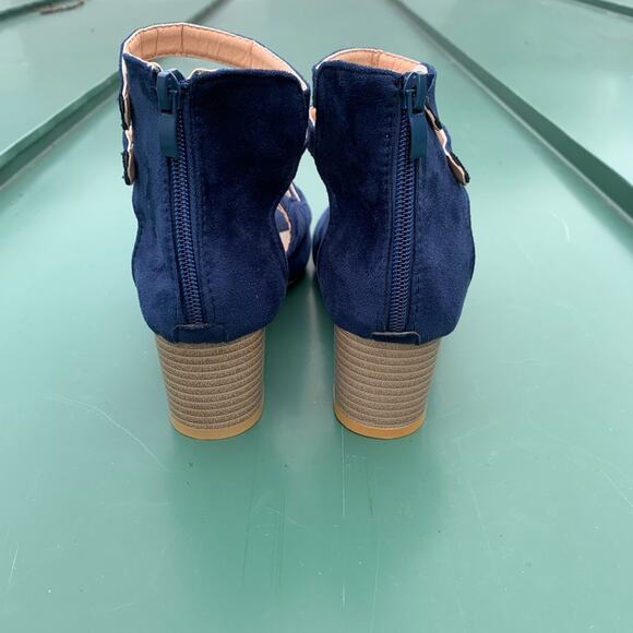 Fashion Blue strappy Saude zip up back open toe heels - Picture 9 of 13